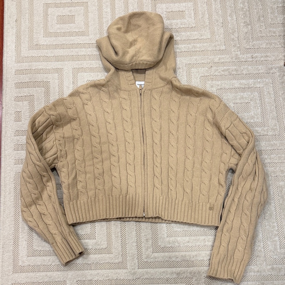 Aritzia Beige Cable Knit Cardigan